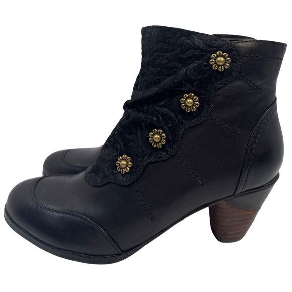 L'Artiste by Spring Step Women's Belgard Black Leather Ankle Bootie Size 39 - Picture 4 of 11